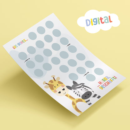 Belohnungschart Zebra & Giraffe