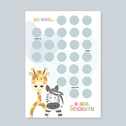 Belohnungschart Zebra & Giraffe