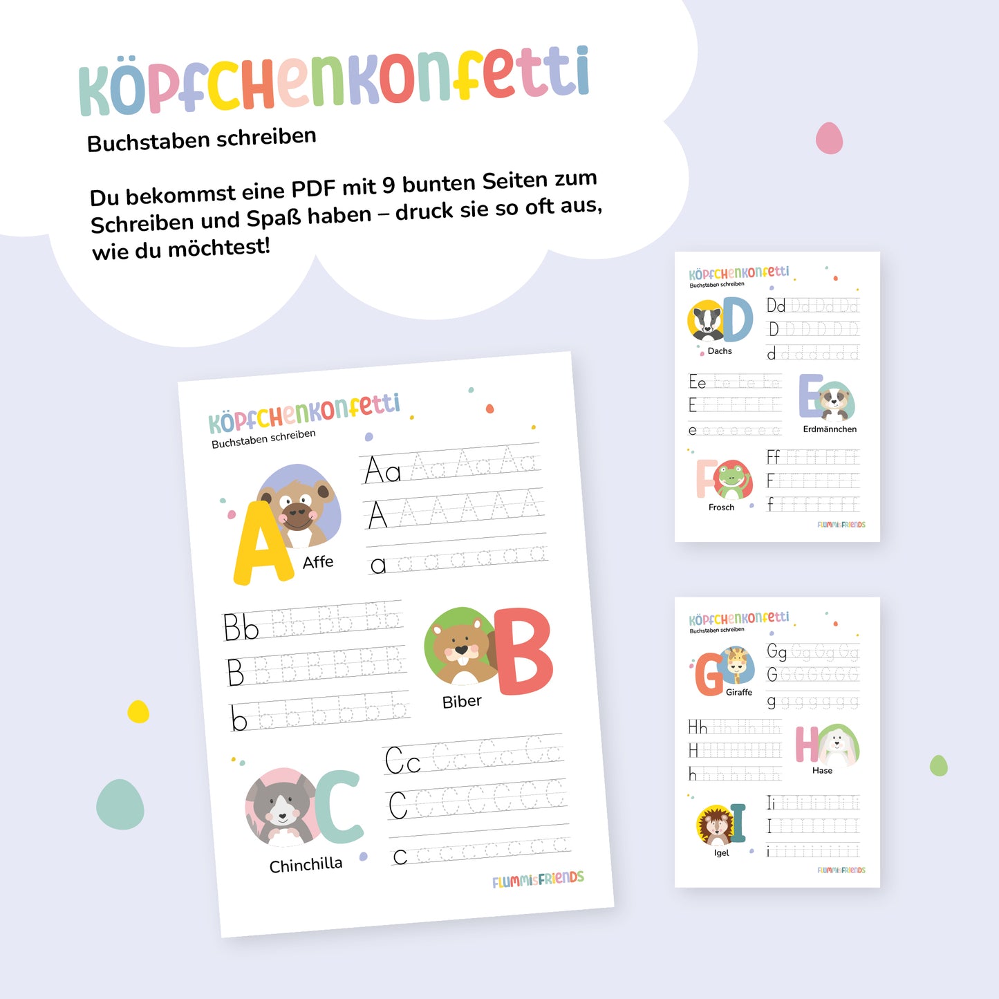 Köpfchenkonfetti – Buchstaben
